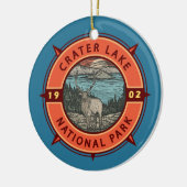 Krater Lake Nationalpark Elk Retro Kompass Emblem Keramik Ornament (Links)