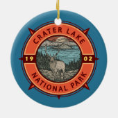 Krater Lake Nationalpark Elk Retro Kompass Emblem Keramik Ornament (Hinten)