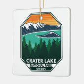Krater Lake Nationalpark Elk Retro Kompass Emblem Keramikornament (Links)
