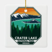 Krater Lake Nationalpark Elk Retro Kompass Emblem Keramikornament (Rückseite)