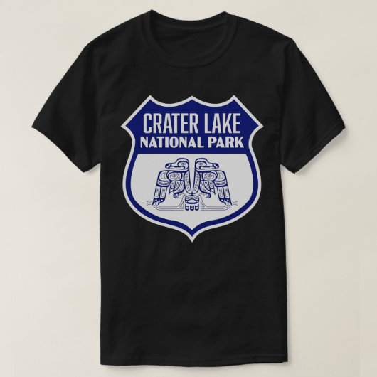 Krater Lake Nationalpark Retro Bird Shield Blue T-Shirt (Design vorne)
