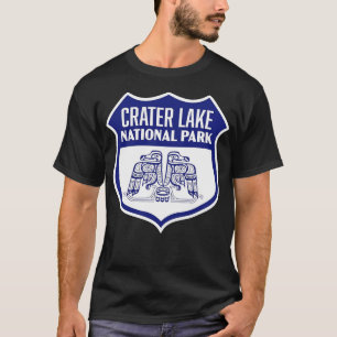 Krater Lake Nationalpark Retro Bird Shield Blue T-Shirt