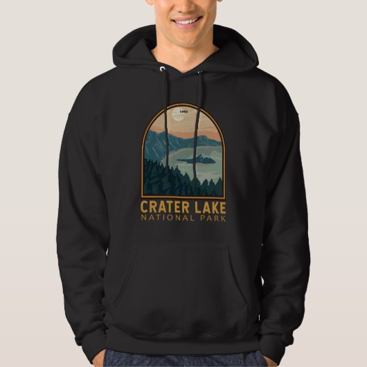 Krater Lake Nationalpark Vintages Emblem Hoodie (Vorderseite)