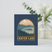 Krater Lake Nationalpark Vintages Emblem Postkarte (Stehend Vorderseite)