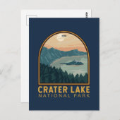 Krater Lake Nationalpark Vintages Emblem Postkarte (Vorne/Hinten)