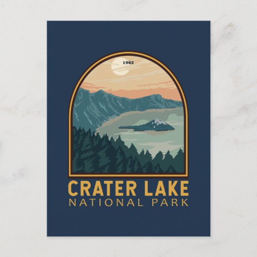 Krater Lake Nationalpark Vintages Emblem Postkarte (Vorderseite)