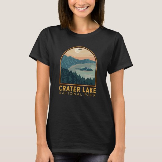 Krater Lake Nationalpark Vintages Emblem T-Shirt (Vorderseite)