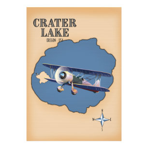 Krater Lake Oregon USA Vintage Karte Fotodruck