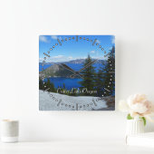 Kratersee Oregon Weltkulturerbe der Unesco Quadratische Wanduhr (Zuhause)