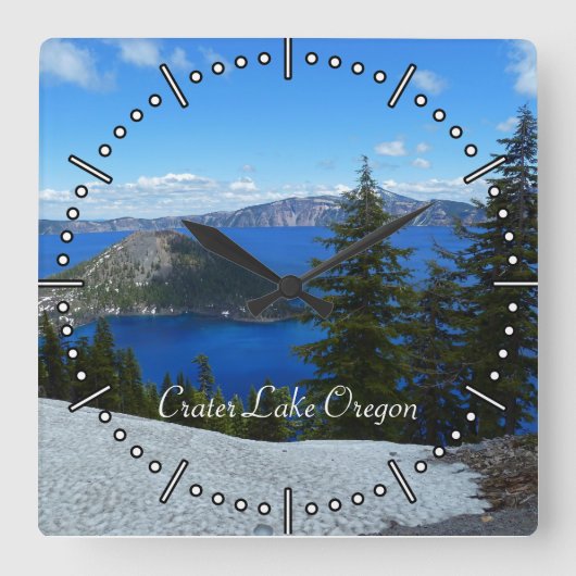 Kratersee Oregon Weltkulturerbe der Unesco Quadratische Wanduhr (Vorderseite)