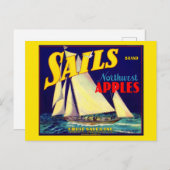 Kratetikett "Sails Northwest Apples" der 1930er Ja Postkarte (Vorne/Hinten)