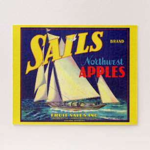 Kratetikett "Sails Northwest Apples" der 1930er Ja Puzzle
