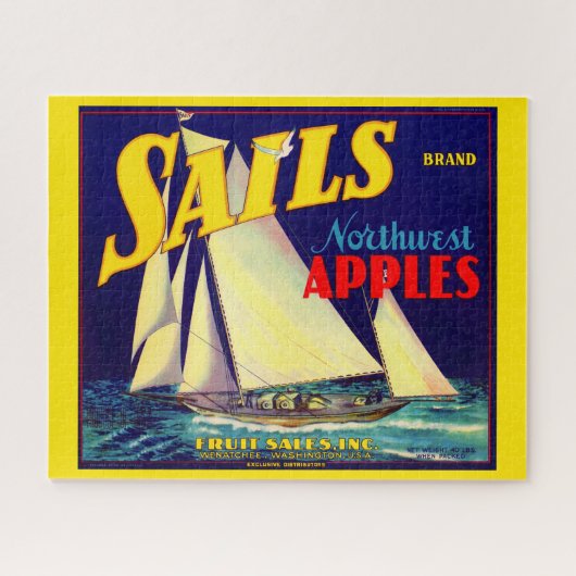 Kratetikett "Sails Northwest Apples" der 1930er Ja Puzzle (Horizontal)