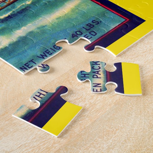 Kratetikett "Sails Northwest Apples" der 1930er Ja Puzzle (Seite)