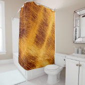 Kratzen auf metallischem goldfarbenem Hintergrund. Duschvorhang (Beispiel)