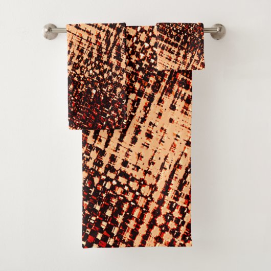 Kratzen mit dicken Kreuzen in Orange mit Schatten Badhandtuch Set (Insitu)