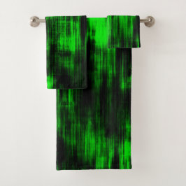 Kratzende Flecken in grell grün und stark dunkel Badhandtuch Set