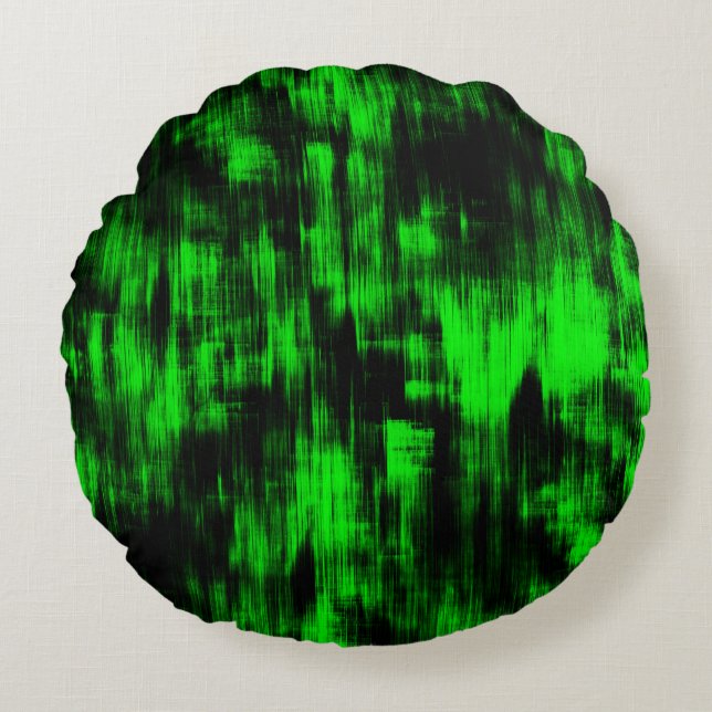 Kratzende Flecken in grell grün und stark dunkel Rundes Kissen (Vorderseite)