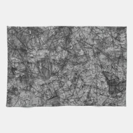 Kratzer auf einem leicht gepunkteten Grau Geschirrtuch