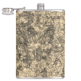 Kratzer auf einem leicht gepunkteten Khaki Flachmann