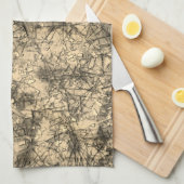 Kratzer auf einem leicht gepunkteten Khaki Geschirrtuch (Viertel Falte)