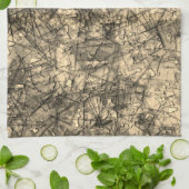 Kratzer auf einem leicht gepunkteten Khaki Geschirrtuch (Gefaltet)