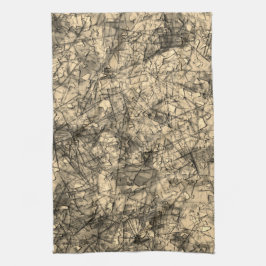 Kratzer auf einem leicht gepunkteten Khaki Geschirrtuch