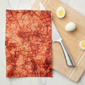 Kratzer auf einer leicht gepunkteten Koralle Geschirrtuch (Viertel Falte)