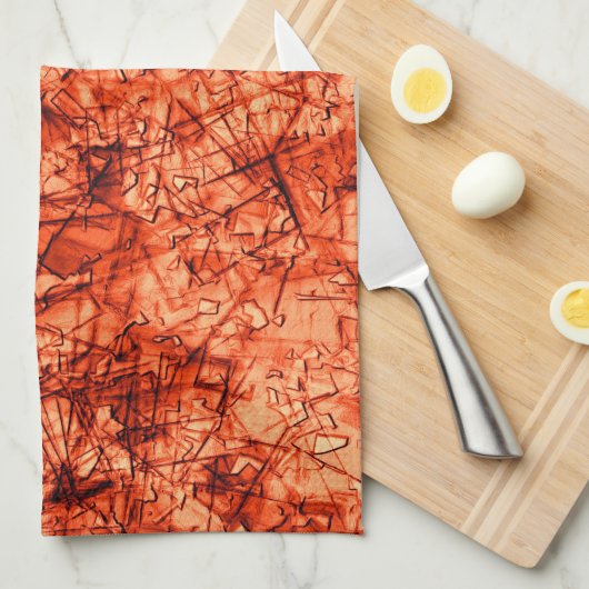 Kratzer auf leicht gepunktetem Korallenhintergrund Geschirrtuch (Viertel Falte)