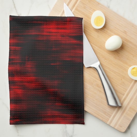 Kratzer-Flecken in hellrot und schwarz Geschirrtuch (Viertel Falte)