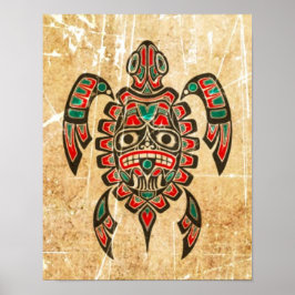 Kratzer und abgetragener Haida Spirit Sea Turtle Poster