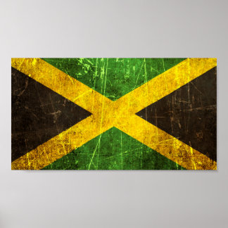Kratzer und Vintage jamaikanische Flagge Poster