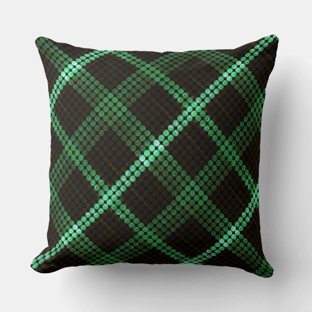 Kratzgrüne Kreise, gleichförmige Quadrate Kissen (Vorderseite)
