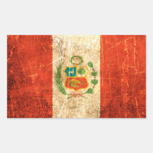 Kratzig und abgenutzt: Vintage-Peru-Flagge Rechteckiger Aufkleber