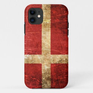 Kratzige und abgenutzte vintage dänische Flagge iPhone 11 Hülle