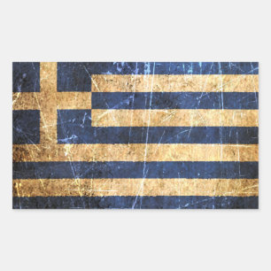 Kratzige und abgenutzte Vintage-Griechische Flagge Rechteckiger Aufkleber