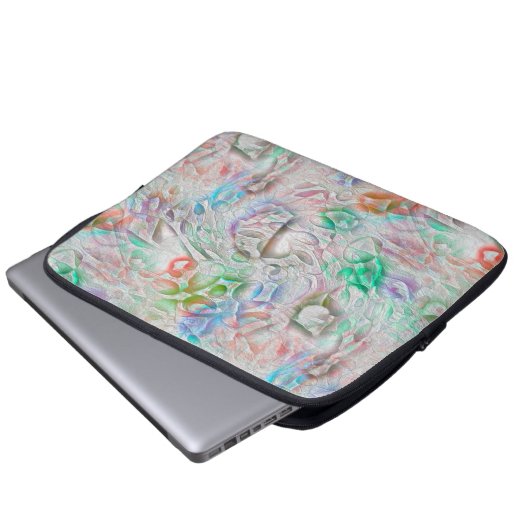 Kratzte Pixel in farbiger Textur über weißlich Laptopschutzhülle (Vorne Knopf)