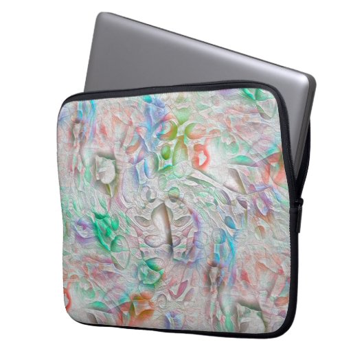 Kratzte Pixel in farbiger Textur über weißlich Laptopschutzhülle (Vorderseite Links)