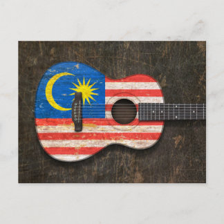 Kratzte und abgenutzte malaysische Fahne Acoustic Postkarte