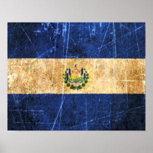 Kratzte und abgenutzte Vintage Flagge El Salvadors Poster