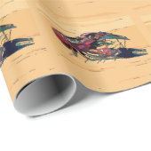 Kraubfisch auf Holz Geschenkpapier (Rolleneckpunkt)