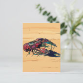 Kraubfisch auf Holz Postkarte (Stehend Vorderseite)