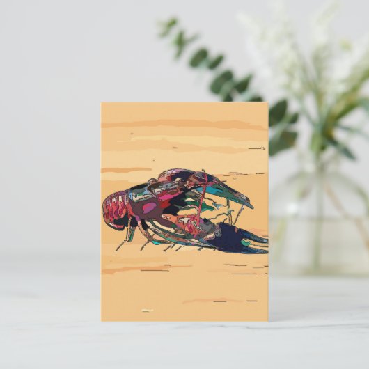 Kraubfisch auf Holz Postkarte (Stehend Vorderseite)