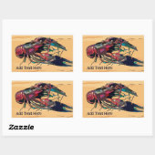 Kraubfisch auf Holz Rechteckiger Aufkleber (Blatt)