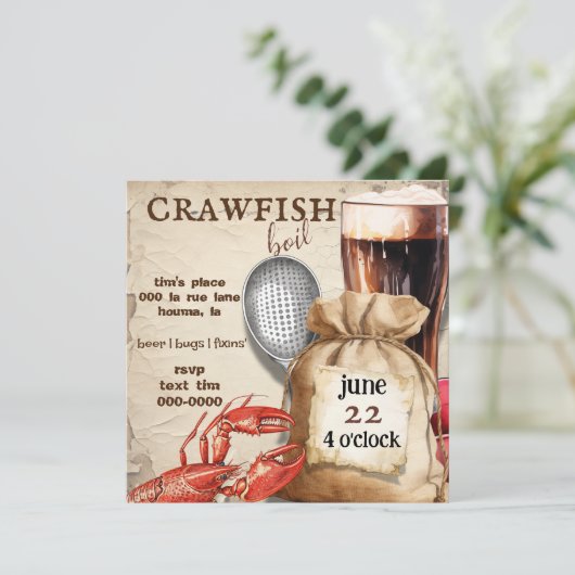 Kraubfisch | Mudbugs und Bier - Party Einladung (Stehend Vorderseite)