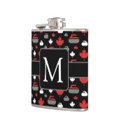 Kräuselnfelsen-Flasche Kanadas mit Monogramm Flachmann (Links)