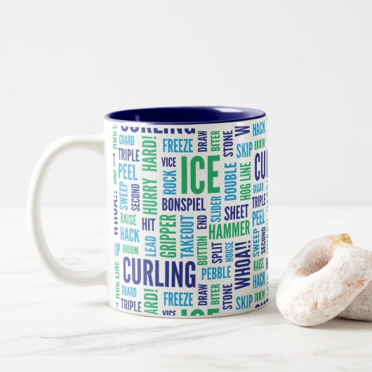 Kräuselnjargon-Kaffee-Tasse - Blau und Grün Zweifarbige Tasse (Mit Donut)