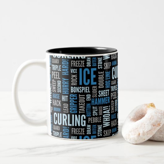 Kräuselnjargon-Kaffee-Tasse - Blau und Schwarzes Zweifarbige Tasse (Mit Donut)