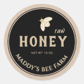 Kraut auf Kraft HONEY-Etikett mit Biene Runder Aufkleber (Vorderseite)