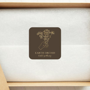 Kräuter + Floral Apotheke Gold Quadrat Aufkleber